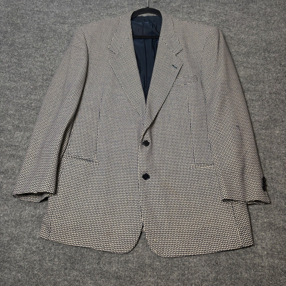 Luigi Botto Sport Coat Mens 42 Blue Woven Italian Fabric Blazer Micro Pattern